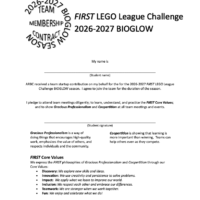 FLL Challenge Team Membership Contract – 2026-2027 BIOGLOW Season