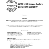 FLL Explore Team Membership Contract – 2026-2027 BIOGLOW